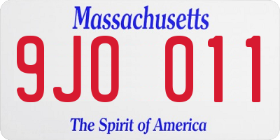 MA license plate 9JO011