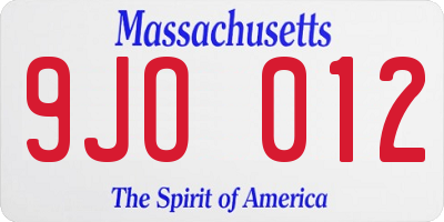 MA license plate 9JO012