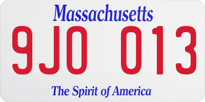 MA license plate 9JO013