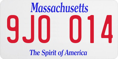MA license plate 9JO014