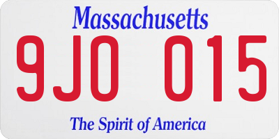 MA license plate 9JO015