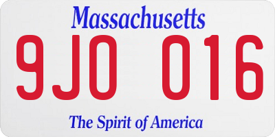 MA license plate 9JO016