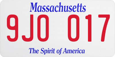 MA license plate 9JO017