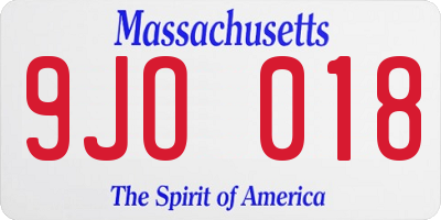 MA license plate 9JO018
