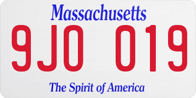 MA license plate 9JO019
