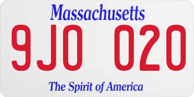 MA license plate 9JO020