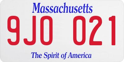 MA license plate 9JO021