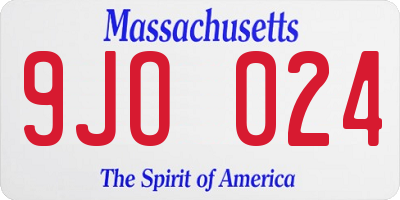 MA license plate 9JO024
