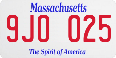 MA license plate 9JO025