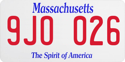 MA license plate 9JO026
