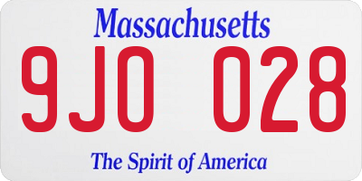 MA license plate 9JO028