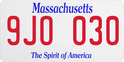 MA license plate 9JO030