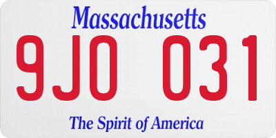 MA license plate 9JO031