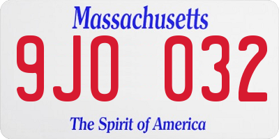 MA license plate 9JO032