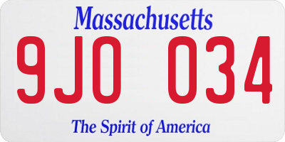 MA license plate 9JO034
