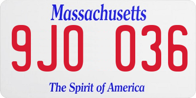 MA license plate 9JO036