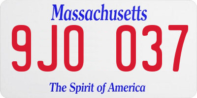 MA license plate 9JO037