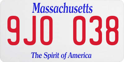 MA license plate 9JO038