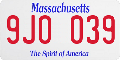 MA license plate 9JO039