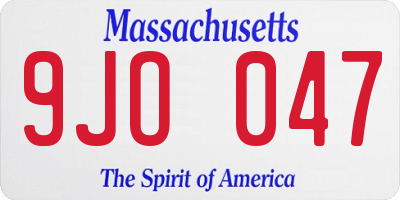 MA license plate 9JO047