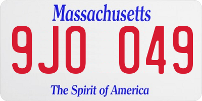 MA license plate 9JO049
