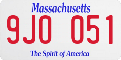 MA license plate 9JO051