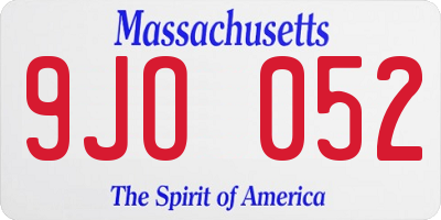 MA license plate 9JO052