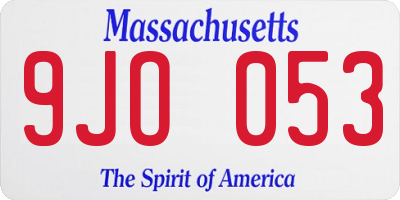 MA license plate 9JO053