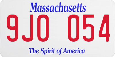 MA license plate 9JO054