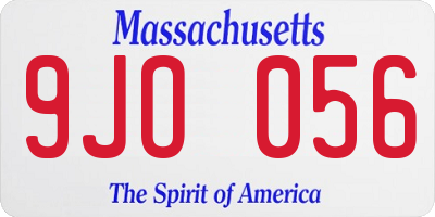 MA license plate 9JO056