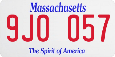 MA license plate 9JO057