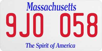 MA license plate 9JO058