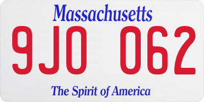 MA license plate 9JO062