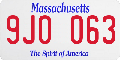 MA license plate 9JO063