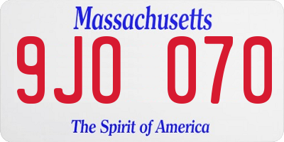MA license plate 9JO070