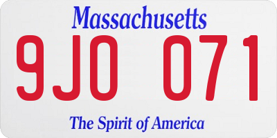 MA license plate 9JO071