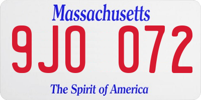 MA license plate 9JO072