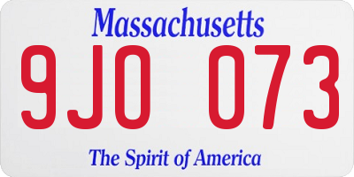 MA license plate 9JO073