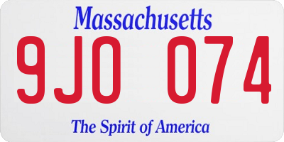 MA license plate 9JO074