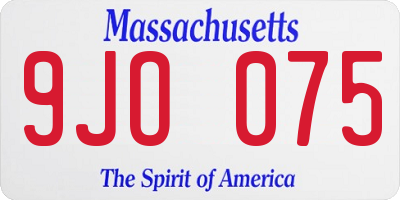MA license plate 9JO075