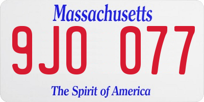 MA license plate 9JO077