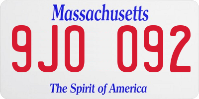 MA license plate 9JO092