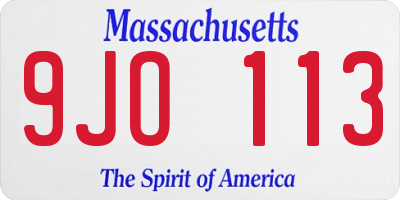MA license plate 9JO113