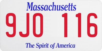 MA license plate 9JO116