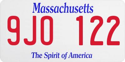 MA license plate 9JO122