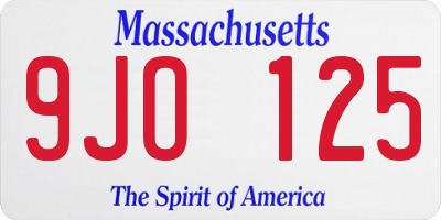 MA license plate 9JO125
