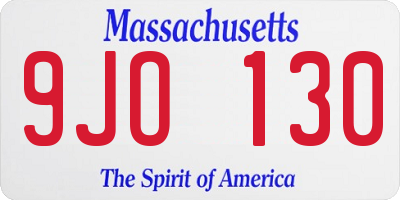 MA license plate 9JO130