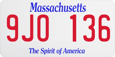 MA license plate 9JO136