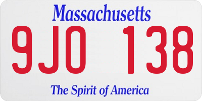 MA license plate 9JO138