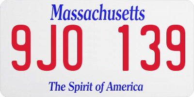 MA license plate 9JO139
